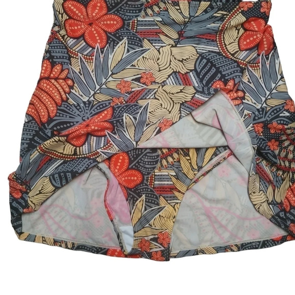 IIe Moorea One Piece Swimsuit Dress Floral Orange Gray Beige S - Picture 5 of 12